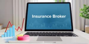 Computer with a banner saying Insurance Broker